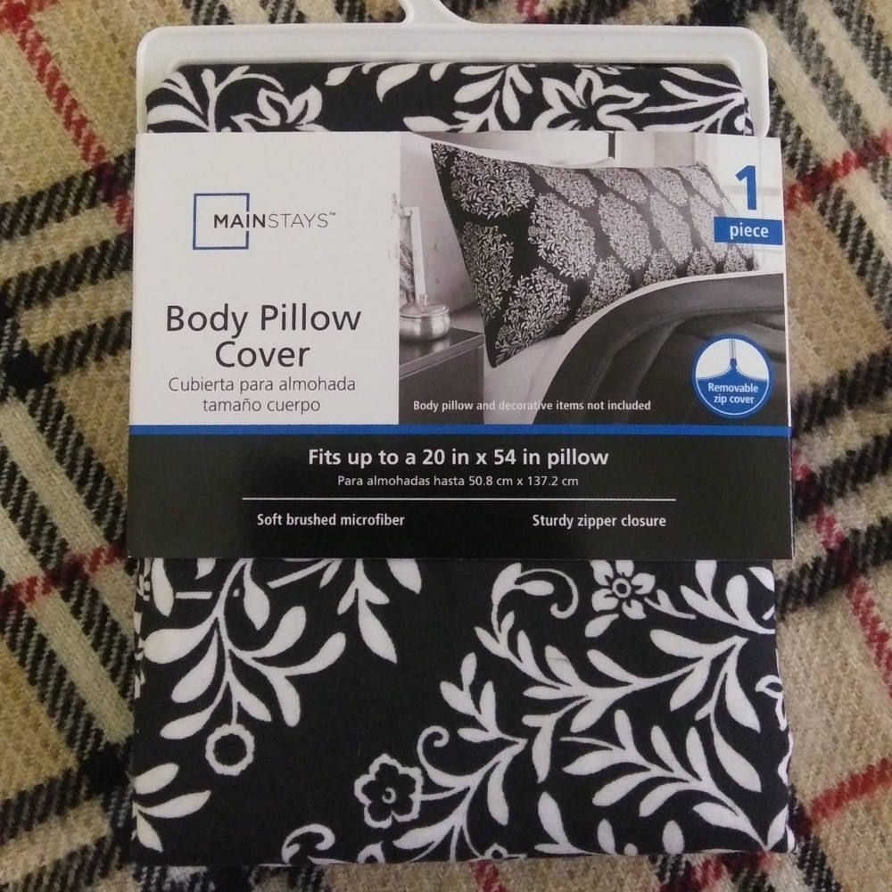 Body Pillow Cover Case Microfiber Mainstays Black